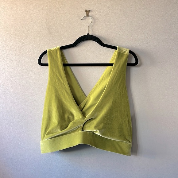 Fabletics Oasis Twist Velour Sports Bra In Green Leaf - Picture 5 of 7